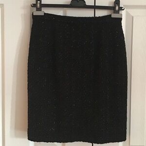 Black tweed textured skirt with black metallic thread size S
